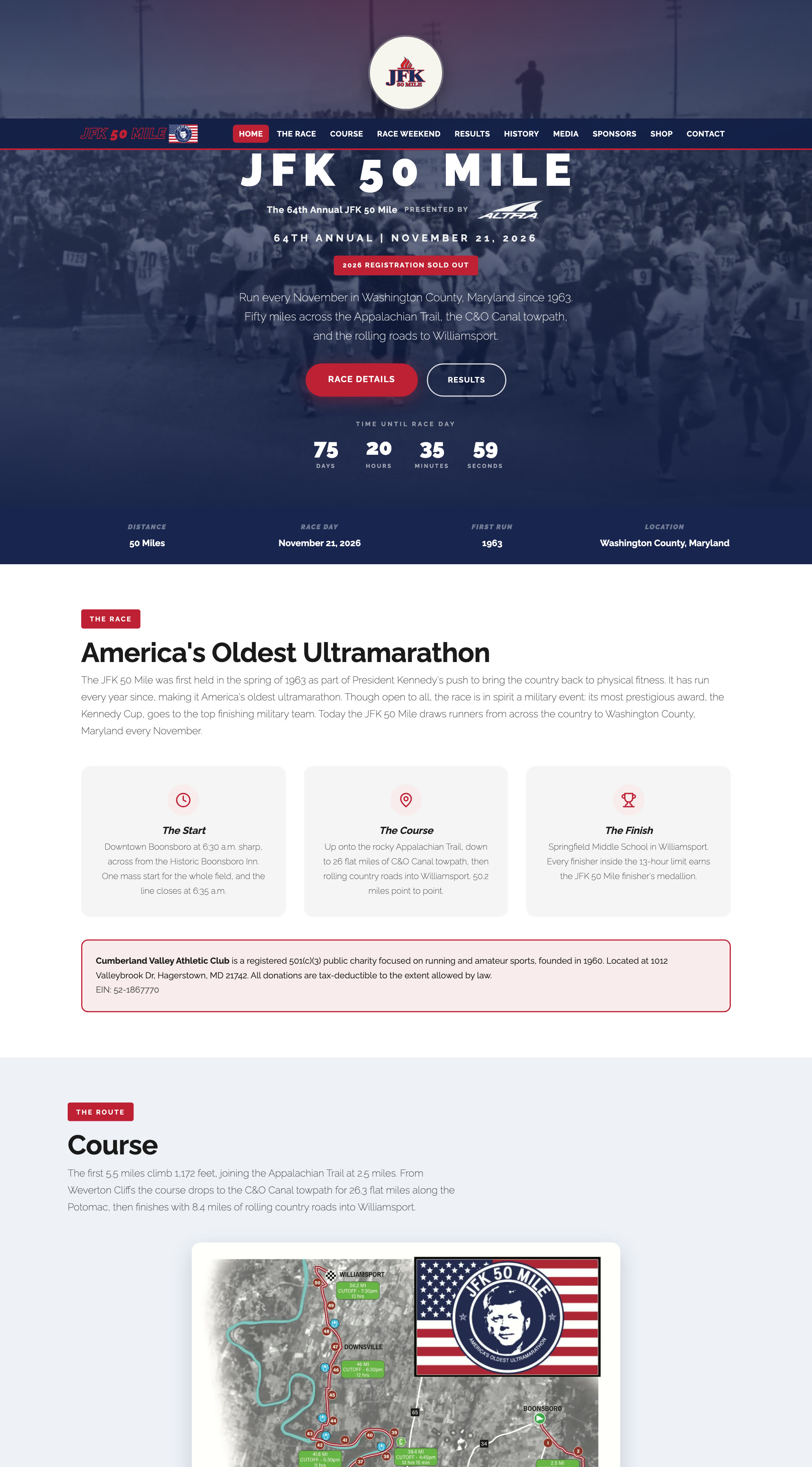 The JFK 50 Mile website